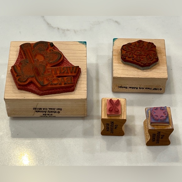 RUBBER STAMPS LOT OF 4:Impressive Stamps, Hero Arts 1987 & Mostly Animals Bundle - Picture 3 of 9